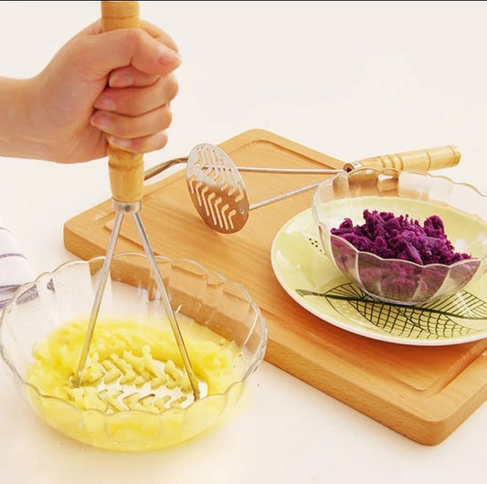Stainless Steel Pusher/Potato Masher With Broad Mashing Plate For Smooth Mashed Potatoes Fruit Vegetable Tools Press Crusher