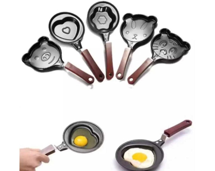Box pack nonstick cute cartoons egg pan in high quality meterial with wooden handle in 12 cm cutest size random design