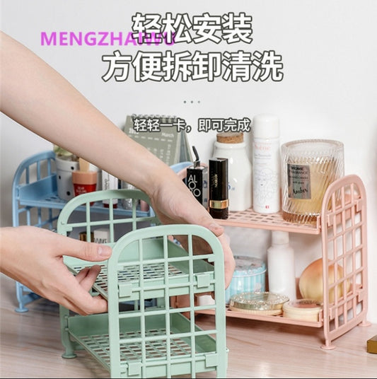 The Pantry Double Layer Hollow Shelf Plastic Storage Rack 2 Tier Shelf Holder Home & Office Multipurpose Plastic Rack / Room Organizer