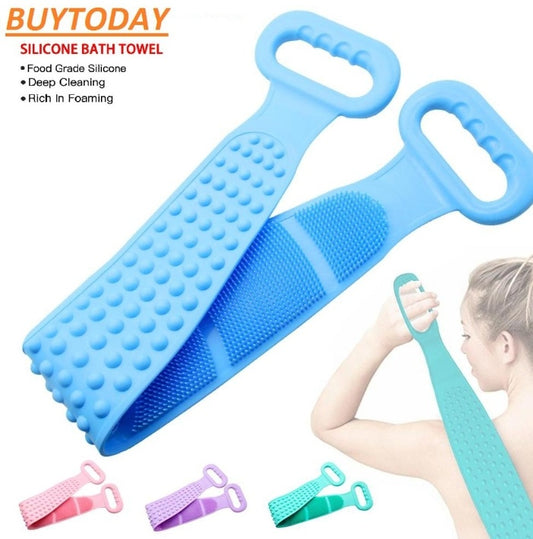 Silicone Back Bath Shower Wash Body Belt Brush Bath Towel Exfoliating Body Brush For Bathroom Accessories Nylon Towel Body