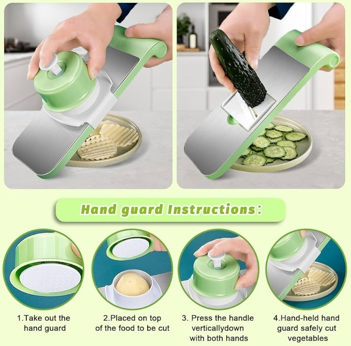 Multifunctional Vegetable Cutter, Universal Slicer, Onion Cutter with 5 Blade Settings and Collection Basin, Professional Vegetable Slicer for Onions, Garlic, Tomatoes, Potato, Carrot