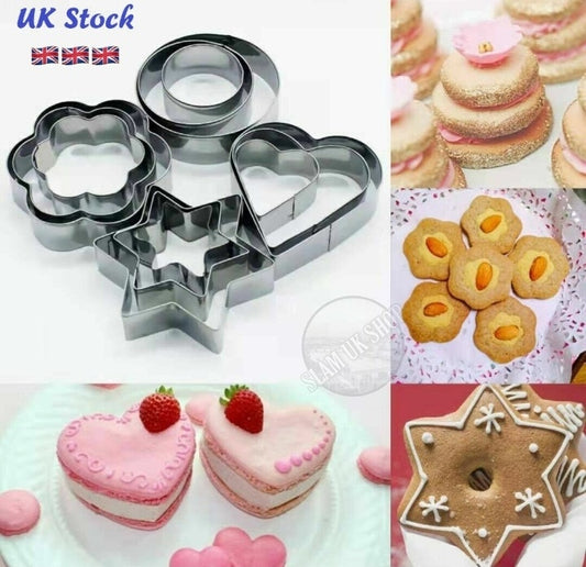 Cookies Pastry Fruit Cutters 12 Pcs Stainless Steel Cookie Cutter Heart Star Circle Flower Shaped Molds