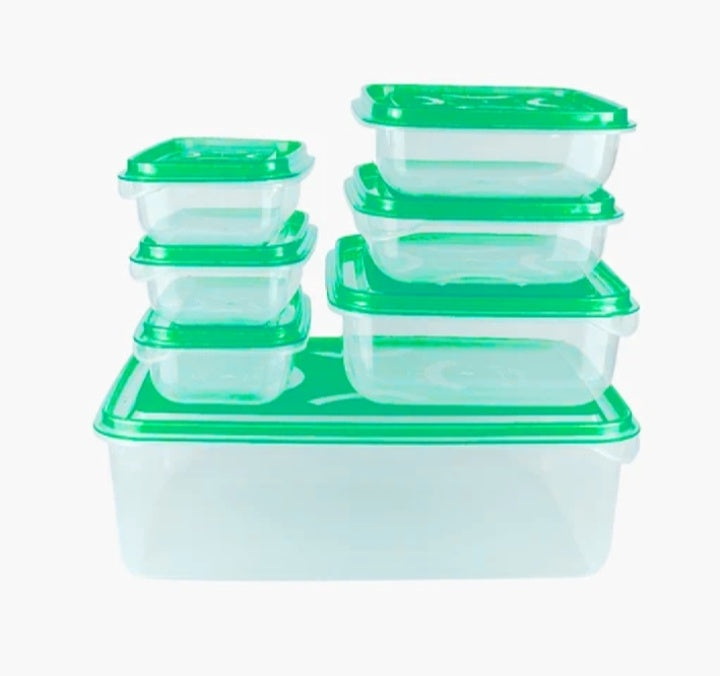 IKEA STYLE FOOD CONTAINERS, THUMB LOCK FOOD CONTAINER, STACKABLE PLASTIC STORAGE BOXES ( 7PC SET)