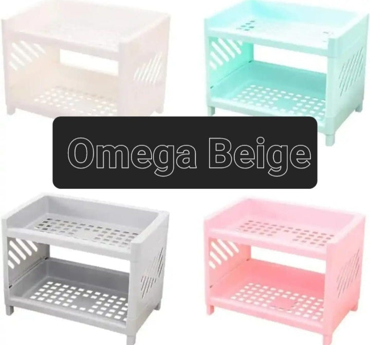 The Pantry Double Layer Hollow Shelf Plastic Storage Rack 2 Tier Shelf Holder Home & Office Multipurpose Plastic Rack / Room Organizer