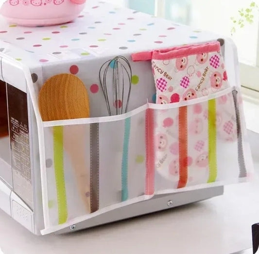 Dust-Proof Microwave Oven Cover with Dual Side Pockets, Dust-Resistant Fabric, Perfect Fit