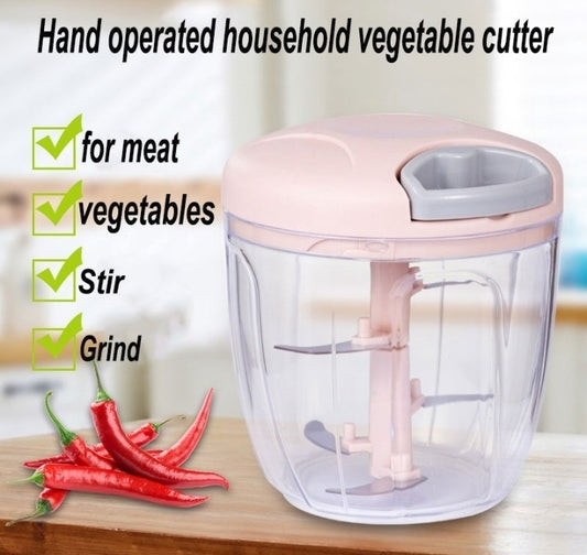 Manual Hand Operated Chopper Pump Action Food Processor Portable Container And Easy To Clean Kitchen Gadget.