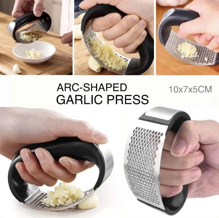 Stainless Steel Garlic Press Crusher Manual Rocking Mincer Kitchen Eco Friendly Food Grade Stainless Steel Ginger Crusher