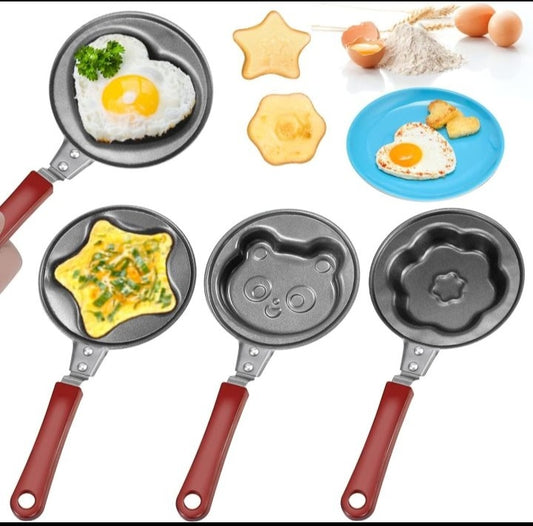 Box pack nonstick cute cartoons egg pan in high quality meterial with wooden handle in 12 cm cutest size random design