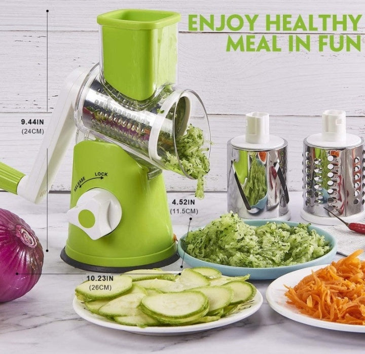 Manual Tabletop Drum Cheese Grater, 3 In 1 Slicer Grinder For Cucumber Nut Potato Carrot Cheese, Vegetable Salad