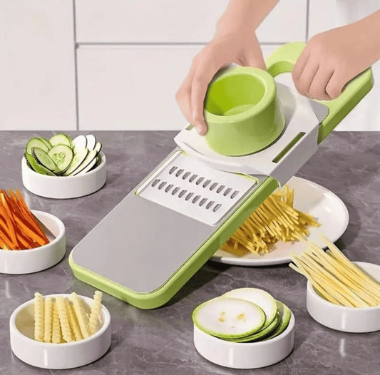 Multifunctional Vegetable Cutter, Universal Slicer, Onion Cutter with 5 Blade Settings and Collection Basin, Professional Vegetable Slicer for Onions, Garlic, Tomatoes, Potato, Carrot