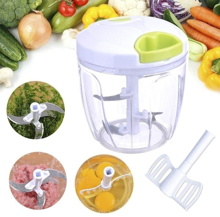 Manual Hand Operated Chopper Pump Action Food Processor Portable Container And Easy To Clean Kitchen Gadget.