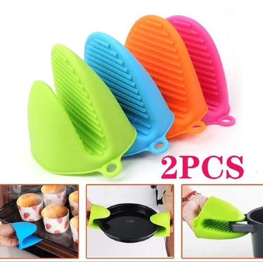 2 pcs Silicon pot holder - silicon oven mitts , heat resistant gloves , kitchen accessories anti slip baking mitts , silicon hot pot holders , best Kitchen tool