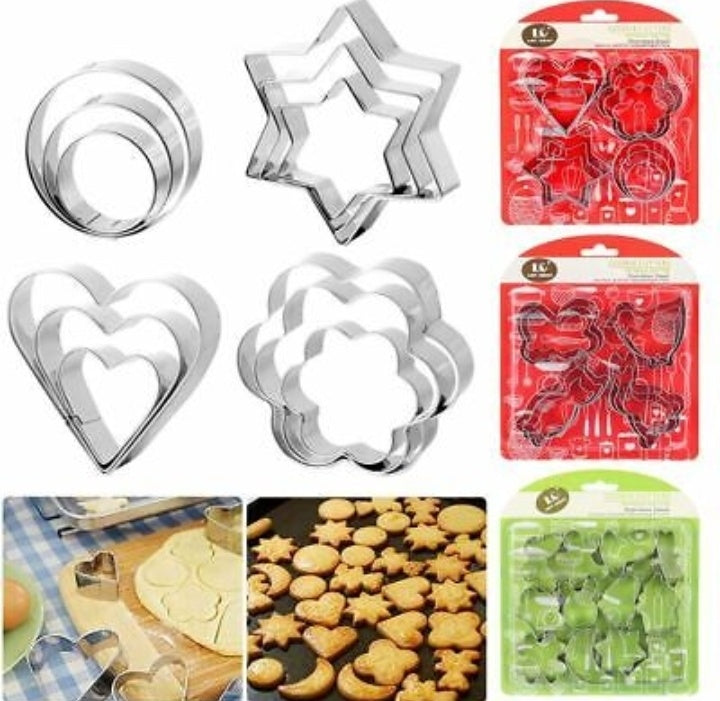 Cookies Pastry Fruit Cutters 12 Pcs Stainless Steel Cookie Cutter Heart Star Circle Flower Shaped Molds