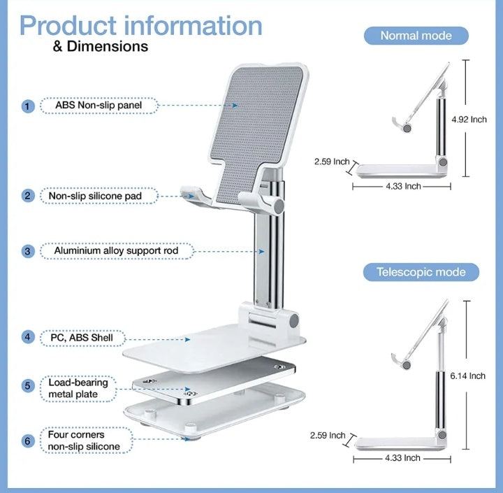 Mobile & Tablet Holder | Premier Quality Product | Adjustable and Flexible Stand | Compact Pocket Size | Easy to Carry | Compatible with all size Mobiles