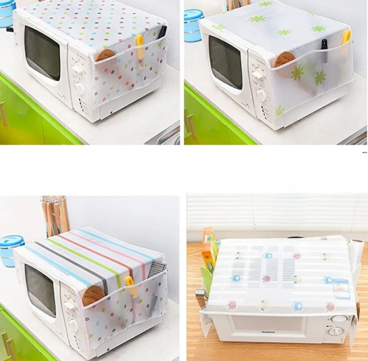 Dust-Proof Microwave Oven Cover with Dual Side Pockets, Dust-Resistant Fabric, Perfect Fit