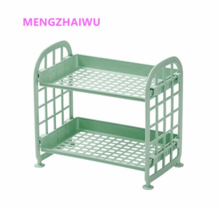 The Pantry Double Layer Hollow Shelf Plastic Storage Rack 2 Tier Shelf Holder Home & Office Multipurpose Plastic Rack / Room Organizer