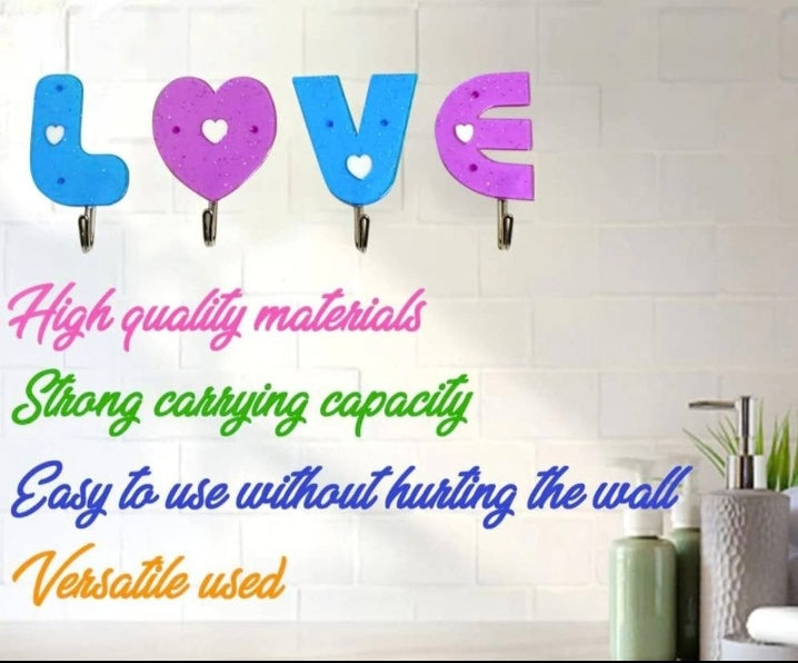 Wall Hooks for Hanging, Set of 4, Very Strong Adhesive, Weight Capacity: 3.0kg