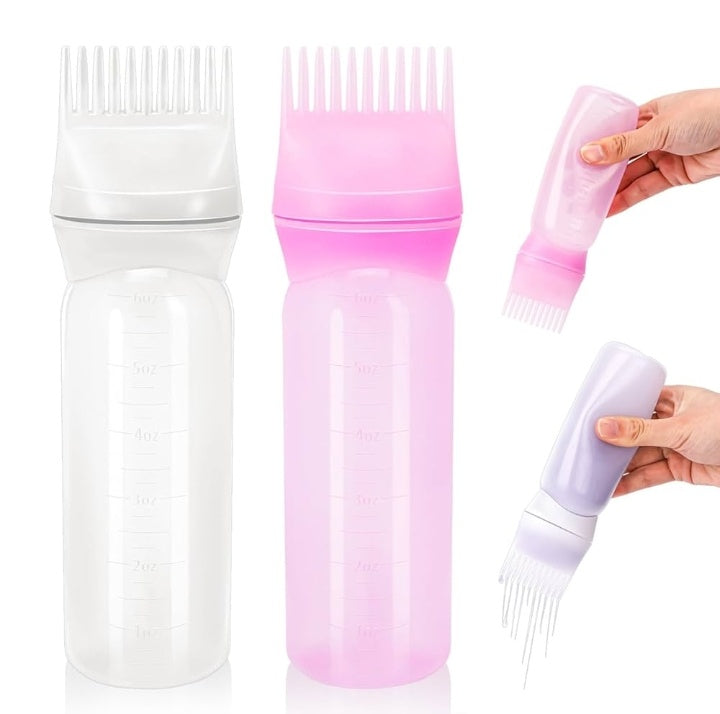 Root Comb Applicator Bottle for Hair Dye Brush with Graduated Scale Hairdressing Coloring Styling Oil Comb Applicator Tool