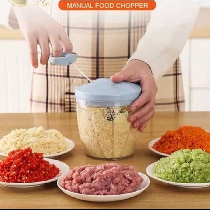 Manual Hand Operated Chopper Pump Action Food Processor Portable Container And Easy To Clean Kitchen Gadget.