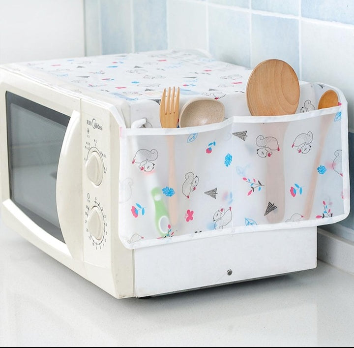 Dust-Proof Microwave Oven Cover with Dual Side Pockets, Dust-Resistant Fabric, Perfect Fit